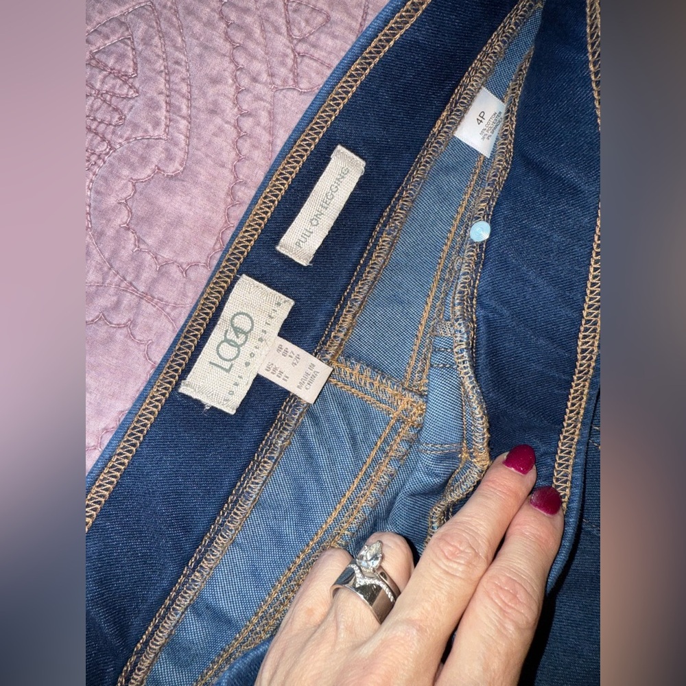 LOGO by Lori Goldstein Dark Blue Skinny Jeans - Picture 8 of 12